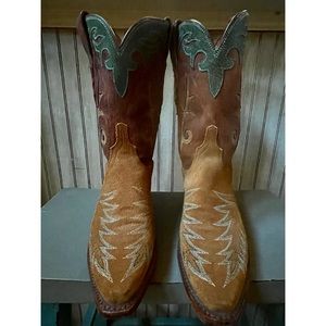 Lucchese 1883 'N7670' Suede Cowboy Boots Womens 6.5 B Camel Brown